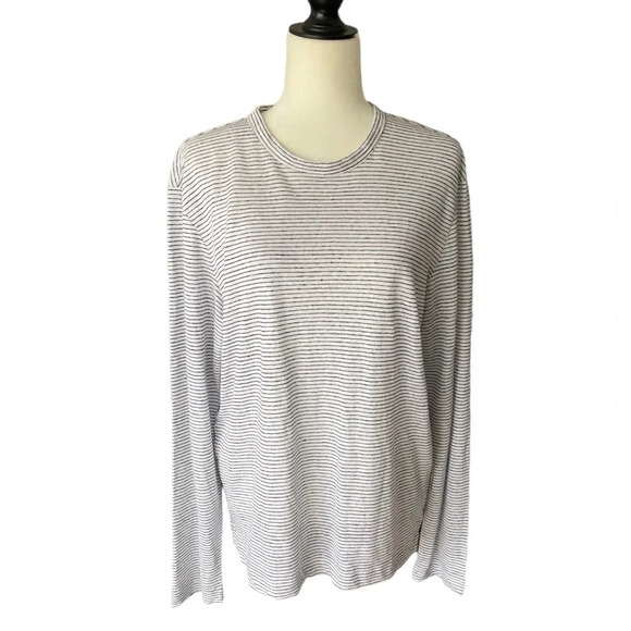 NWOT Club Monaco 100% Linen Knit Long Sleeve Tee Striped - Picture 5 of 11